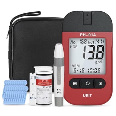 URIT Hemoglobin Analyzer Kit, Fast HB Testing Kit with 25 Test Strips (PH-01A)