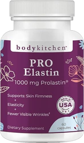 Body Kitchen Pro-Elastin, 1000 mg Elastin Supplement, Help Reduce Signs of Aging, Improved Skin Health, Firmness & Elasticity, Fewer Wrinkles, Veggie Caps, (Pack of 1)