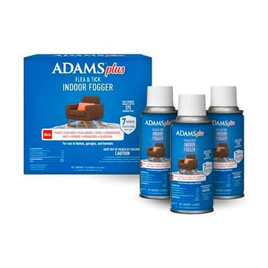 ADAMS Plus Flea & Tick Indoor Fogger, 3 x 3 oz Cans, Kills Fleas, Flea Eggs, Ants, House Flies, Wasps, Cockroaches, Mosquitoes and Many Other Listed Pests, Each Fogger Treats Up to 3000 Cu Ft, 9 Oz