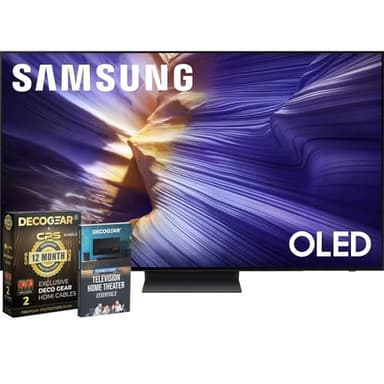 Samsung 77 inch OLED 4K S90F Smart TV (2025) Vision AI, OLED HDR+ Bundle with CPS Exclusive 1-Year Protection & Deco Gear Complete Home Theater Beginner's Guidebook