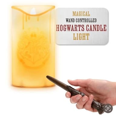 Paladone Hogwarts Crest Candle Light with Magical Wand Remote Control, Harry Potter Room Decor and Desk Accessories
