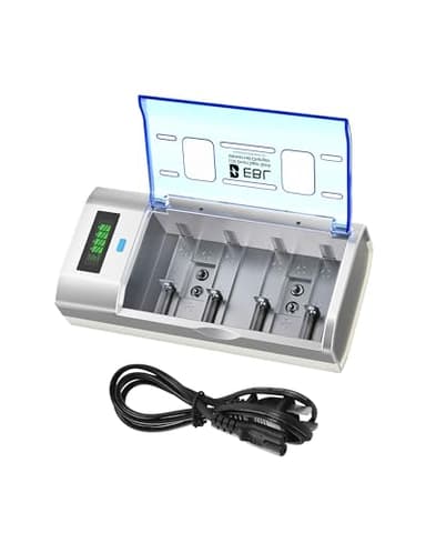 EBL Universal Smart Battery Charger with Discharge Function – Multi-Bay Rapid Charger for C D AA AAA 9V Ni-MH Ni-CD Batteries, LCD Display