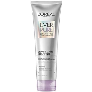 L'Oreal Paris EverPure Brightening and Nourishing Shampoo for Gray Hair, Sulfate-Free Vegan Formula with Peptides, 8.5 Fl Oz