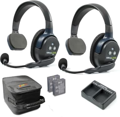 EARTEC UL2S Ultralite-HD 2-Person Full Duplex Wireless Intercom Headset Communication System, Single Ear Headsets, Up to 1000ft Range, U.S. Company