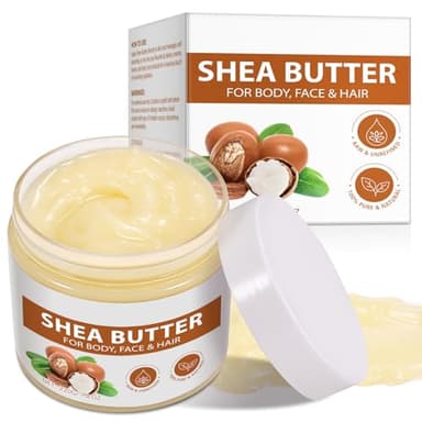 Btefls Pure Organic Shea Butter Raw, Unrefined Body & Face Butter - 100% Natural Vitamin A, E & F - Long-Lasting Hydration for Dry Skin, Hair Care, 7.8 oz