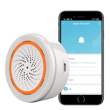 Zigbee Smart Siren Alarm: Wireless Alarm for Security & Automation, App Control, Strobe Flash 100dB Siren, Tuya Zigbee Hub Required, Compatible with Alexa & Google Home