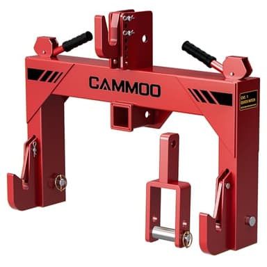 CAMMOO 3-Point Quick Hitch with 2" Receiver＆Extra Versatile Adapter, Adaptation to Category 1, No Bushing Required, 3000LBS Lift Capacity, 5 Level Adjustable Bolt &Reinforcing Rib Design (Red)