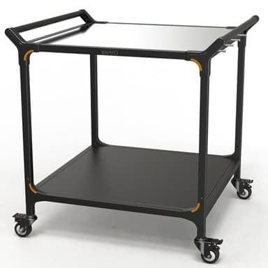 NUUK Outdoor Grill Cart on Wheel 32" x 32", Stainless Steel Pizza Oven Table with Double-Shelf, Rolling Countertop Kitchen Food Prep Cart for Backyard, Garden, Restaurant