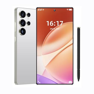 FNCOCO S25 Ultra 5G Unlocked Cell Phones, Build in Pen,12GB+256GB Octa Core Smartphone,Android 15 Phones, 108MP Zoom Camera, 6.9“ HD +120 Hz Screen, 7000mAh Battery, Dual SIM, Face Unlock-Whitesilver