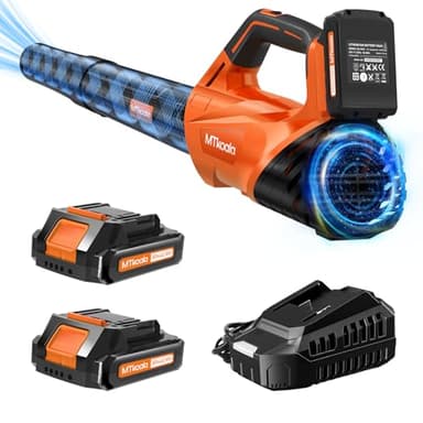 2026 Upgrade Leaf Blower, Leaf Blower Cordless with 2 * 2.6AH Batteries and Fast Charger, 450CFM &150MPH and 2 Speed Mode, Lightweight Electric Leaf Blowers for Lawn, Yard, Leaves, Dust Care (Orange)
