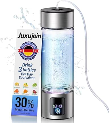 Juxujoin Upgrade 3-in-1 Hydrogen Water Bottle with Display - Industry TOP - 24-Hour Hydrogen Lock | 0 Chlorine & 0 Ozone | 100% Leak-Proof Seal, Hydrogen Water Bottle Generator with Hydrogen Straw