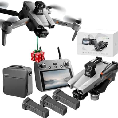 Cyaxzolp Upgraded Professional Drones with 8K Photo Resolution 4K Video Recording Camera Drones for Adults， Axis Gimbal Electronic Image Stabilization, Outdoor 360° Obstacle Avoidance.Built-in Airdrop Function.7 inch Touch Screen Controller.Up to 5 Miles Range,3 batteries included, with a total flight time of over 2 hours,GPS One-Click Return (GREY Grey version)