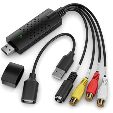 VHS to Digital Converter,RCA to USB Audio Video Converter,USB 2.0 Video Capture Card,Convert VHS to Digital from VHSVCR Mini DV Hi8 DVD for MAC/PC