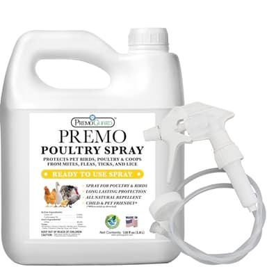 Premo Guard Poultry Spray - 128 oz - Kill Scaly Leg, Mites, Fleas, Lice, & Other Pest on Chickens and in Coops - Natural Plant Based Oils for Control, & Prevention - Family Safe with No Egg Withdrawl