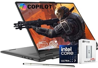 Lenovo 2024 Yoga 7i 2-in-1 AI Laptop, 16" WUXGA Touch, Intel 12-Core Ultra 7 155U (Beat i7-1355U), 16GB LPDDR5X RAM, 1TB SSD, Backlit, FP, FHD IR Webcam, AI Copilot, Win11 Home, W/Portable SSD&Stylus
