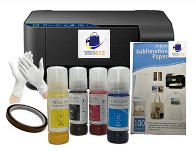 A4 Sublimation Printer for Clothes, T-Shirt Transfer Printing Machine, Direct to Film Printer. 4 Sublimation Ink Set: C/M/Y/B, Printing Paper,Tape Heat. Printers New