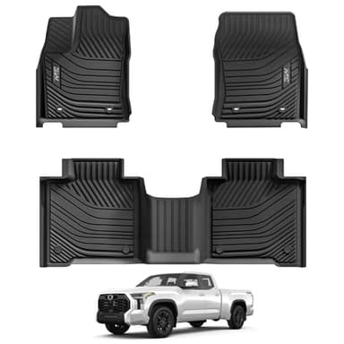 3W Floor Mats Fit 2022-2026 Toyota Tundra (Only for CrewMax Cab), TPE All Weather Custom Fit Floor Liner for Tundra SR/SR5/TRD PRO/Limited/Platinum/Castone Accessories Car Mats Easy Clean