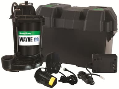 WAYNE ESP25n - 12 Volt Battery Back Up Sump Pump, Battery Not Included - Up to 2,700 Gallons Per Hour - Heavy Duty Basement Sump Pump