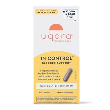 Uqora in Control Bladder Support - Daily Bladder Care & Support for Urinary Comfort - Made with botanicals, Like Horsetail & Spicebush - Gluten-Free & Vegetarian - 60 Capsules
