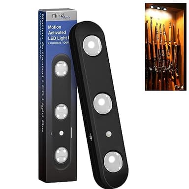 MIND&ACTION Gun Safe Lights,Motion Activated LED Light for Gun Safe Gun Cabinet, Ultra Bright Rotatable LED Lens for Directional Lighting Battery Powered (Black 1 Pack)