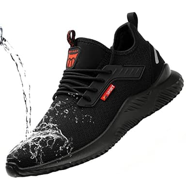 Steel Toe Shoes Men Waterproof Lightweight Work Sneakers Safety Athletic Alloy Roofing Construction Composite Indestructible Warehouse Tennis Zapatos de Trabajo para Hombres seguridad Acero Black