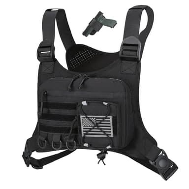 Outdoor Sports Chest Bag for Men, Chest Vest Holster Fits Most Pistols, Adjustable EDC Travel Chest Pack for Running, Hiking, Workouts (Black)