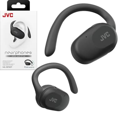JVC nearphones Open Ear True Wireless Headphones with Pivot Motion Mecanism, 16mm Large Drivers Sound, Single Ear use, BT 5.4, Long Battery Life (up to 26 Hours) - HANP40TB (Black)