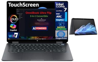 HP OmniBook Ultra Flip (NextGen Spectre X360) 2-in-1 Laptop 14" Touch OLED 3K (Intel Ultra 7-256V (Beat Ultra 7-155H), 16GB LPDDR5X, 1TB SSD, Backlit KB, 2 Thunderbolt 4, WiFi 7, Win11H) w/Hub