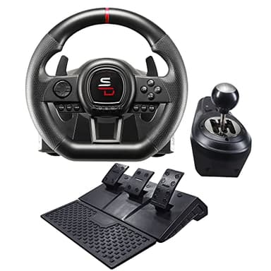 SUBSONIC - Superdrive GS650-X Steering Wheel with Manual Shifter, 3 Pedals, and Paddle Shifters - Racing Wheel for Xbox Series X/S, PS4, Xbox One - Black