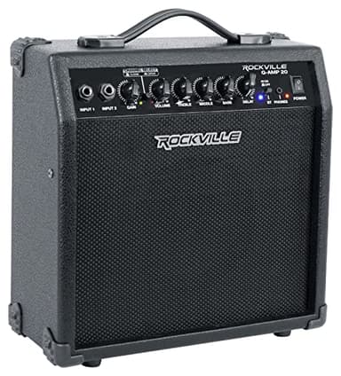 Rockville G-AMP 20W Guitar Amplifier Combo with Bluetooth, Delay, Dual Guitar Inputs, Clean/Overdrive, EQ Controls, Portable for Practice and Small Gigs