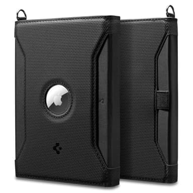 Spigen Life for Passport Card Cover Holder RFID Blocking Technology with AirTag 2nd/1st Gen (not included) Compartment Wallet Travel Documents Organizer Protector Accessories w/SIM Card Pin - Black