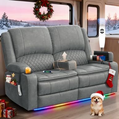 MOSGAT Loveseat Recliner Sofa, Power Reclining Loveseat Sofa RV Couch with Removable Armrest and Remote Control, Wall Hugger Home Theater Seating with 2-Tier Cushions, Storage & USB Ports