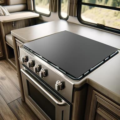Aluminum RV Stove Top Cover & Gas Burner Board - Dual Non-Slip Design, Essential Camper Kitchen Accessory for Space Optimization, RV Noodle Board Stove Cover - 19.6" x 17"