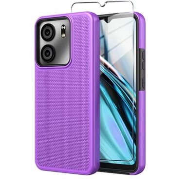 Mocotto for BLU View 5 Phone Case with Tempered Glass Screen Protector,Dual Layer Heavy Duty Shockproof Protection Phone Case Cover for BLU View 5 (Purple)