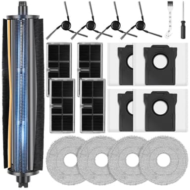 19 Pcs TriCut Brush Accessories Kit for Dreame X40 Ultra/X40 Master/L40 Ultra/Mova P10 Pro Ultra/Mova P50 Pro Ultra, include 1 Brush, 4 Dust Bags, 4 Filters, 4 Mop Pads, 4 Side Brushes, 2 Tools