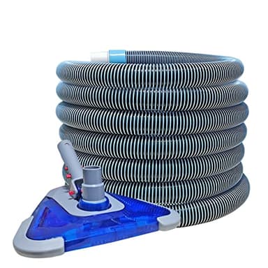 POOLWHALE Professional 1-1/2-Inch x 24-Feet Swimming Pool Vacuum Hoses with Swivel Cuff and Triangular Weighted Flex Vacuum Head, Perfect for Above Ground and Small Inground Pools