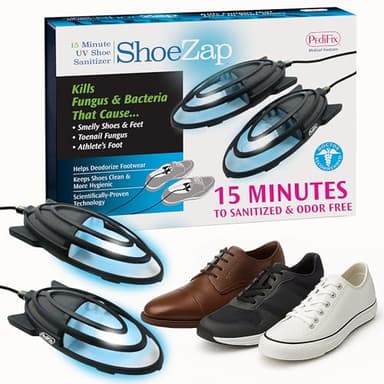 Pedifix ShoeZap Clinically Proven Germicidal Light Technology, 15 Minute UV (Ultraviolet) Shoe Sanitizer that Eliminates Odor Causing Germs, Bacteria, and Fungus