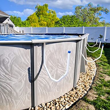 5Pcs Solar Cover Holder, Pool Storage Hooks Keep Solar Cover/Blankets Off The Ground, Strong & Stable Solar Cover Hooks with Bearing Up to 60 Lbs,U-Shaped Iron Tube Set Fits Steel-Wall Pools (White)