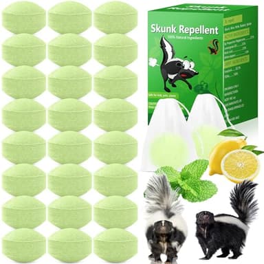 24 Pack Peppermint Skunk Repellent, Natural Raccoon Repellent Keep Skunks Out from Outdoor Yard Attic Garden House, Long-Lasting Protection, Safe for Dogs and Children, Green