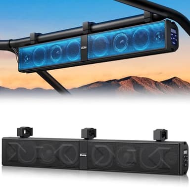 Ehaho 34" UTV Sound Bar with Subwoofer, 8-Speaker SXS SoundBar with Bluetooth and RGB Lighting, IP66 Waterproof ATV & Golf Cart Speakers, Compatible with Polaris RZR Can-Am, Fits 1"–2" Roll Cages