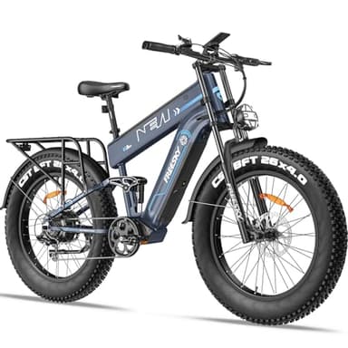 FREESKY Upgraded 2025 Dual Battery Electric Bike for Adults Peak 2500W 48V 41Ah 38MPH&90-160 Miles Long Range 26" Fat Tire Full Suspension E Bike with Dual Hydraulic Brakes