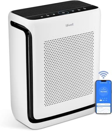 LEVOIT Air Purifiers for Home Large Room Up to 1875 Ft² with Washable Pre-Filter, AHAM VERIFIDE, Air Quality Monitor, HEPA Sleep Mode for Allergies, Pet Hair in Bedroom, Vital 200S-P, White