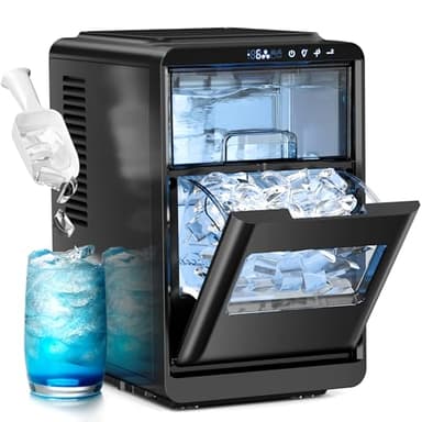 Electactic Crescent Ice Maker Countertop, 28Lbs/24H Ice Production, 16 Cubes in 6 Mins, Portable Countertop Ice Maker Machine with Self-Cleaning for Home & Kitchen (Black)