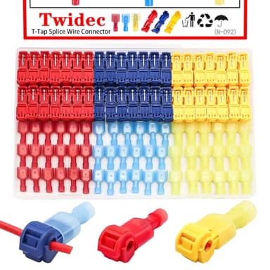 Twidec/Quick Splice Wire Terminals T-TAP Disconnect Self-Stripping 22-10 AWG with Nylon Fully Insulated Male Spade Electrical Terminals Kit for Automotive Marine
