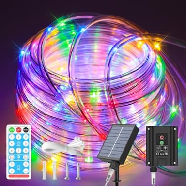 ICRGB Trampoline Lights, 66FT 200LED 1800mAh Solar Rope Lights Outdoor, IP67 Waterproof, Solar Power Outdoor Light, 8 Modes & Timer Function, Decorative for Trampoline Camping Tent Patio Porch Garden