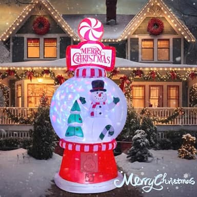 Vigdur 8 Ft Christmas Inflatables Outdoor Decorations, Blow up Inflatable Snow Globe with LED Lights for Indoor Outdoor Garden Yard Patio Lawn Xmas Holiday Party Roof Décor