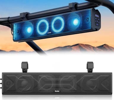 Ehaho 25 Inch UTV Sound Bar, ATV SoundBar Bluetooth with RGB Lighting, IP66 Waterproof Golf Cart Sound Bar, Amplified Powersports SXS SoundBar, UTV Speakers Compatible with Polaris RZR Can-Am