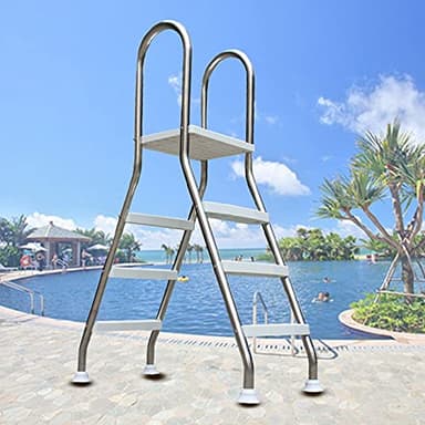 Above Ground Swimming Pool Ladders,43" High 3 Steps Ladder,304 Stainless Steel Frame Deluxe Pool Ladder with Non-Slip Plastic,Max Load Capacity 500 lb