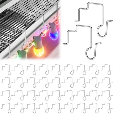 MJZ 50 Pcs Gutter Clips Hooks for Christmas Lights, Stainless Steel Gutter Guard Christmas Light Clips, Anti-Fall Gutter Hangers for Hanging Outdoor Halloween Christmas Holiday Lights Decoration
