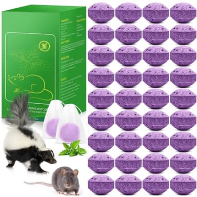 Mouse Repellent Indoor & Outdoor, 36 Pack Powerful Peppermint Keep Rodent, Mice, Skunk, Raccoon Away House Home Attic Kitchen Car Engines, Long-Lasting Protection and Safe Family